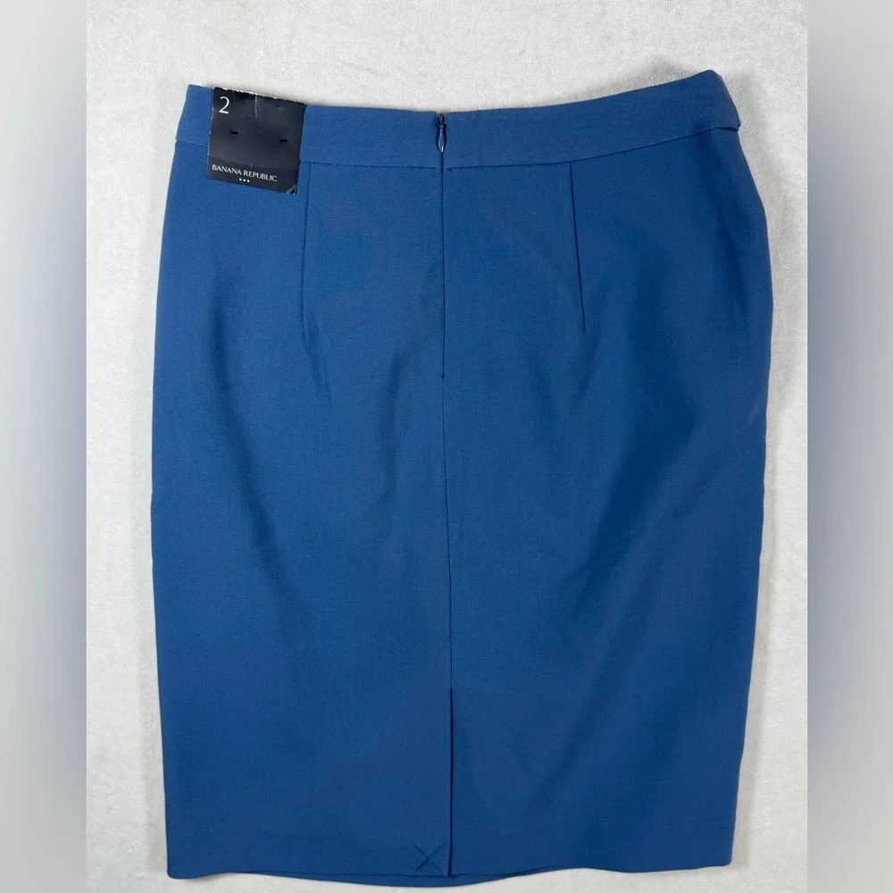 NWT Banana Republic Size 2  Blue Pencil Skirt with Button Accents - Picture 6 of 10